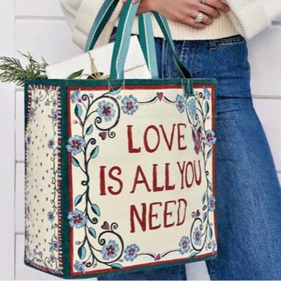 NWT Brighton Bella Tile Love Is All You Need Canvas Tote Bag Sealed - Picture 5 of 10